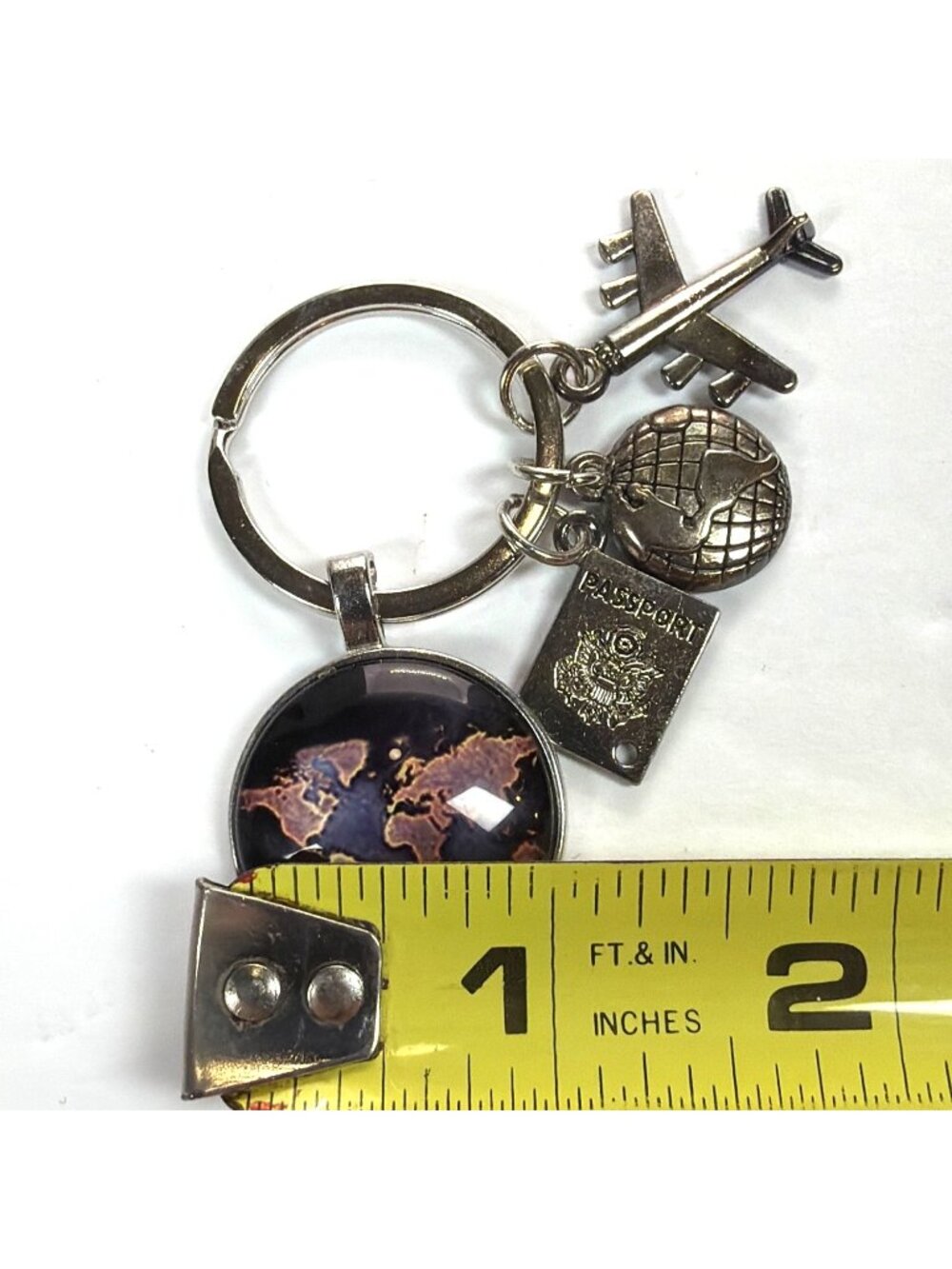 Traveler Keychain World Map Globe Airplane Passport Pilot Flight Attendant Gift - Picture 8 of 9